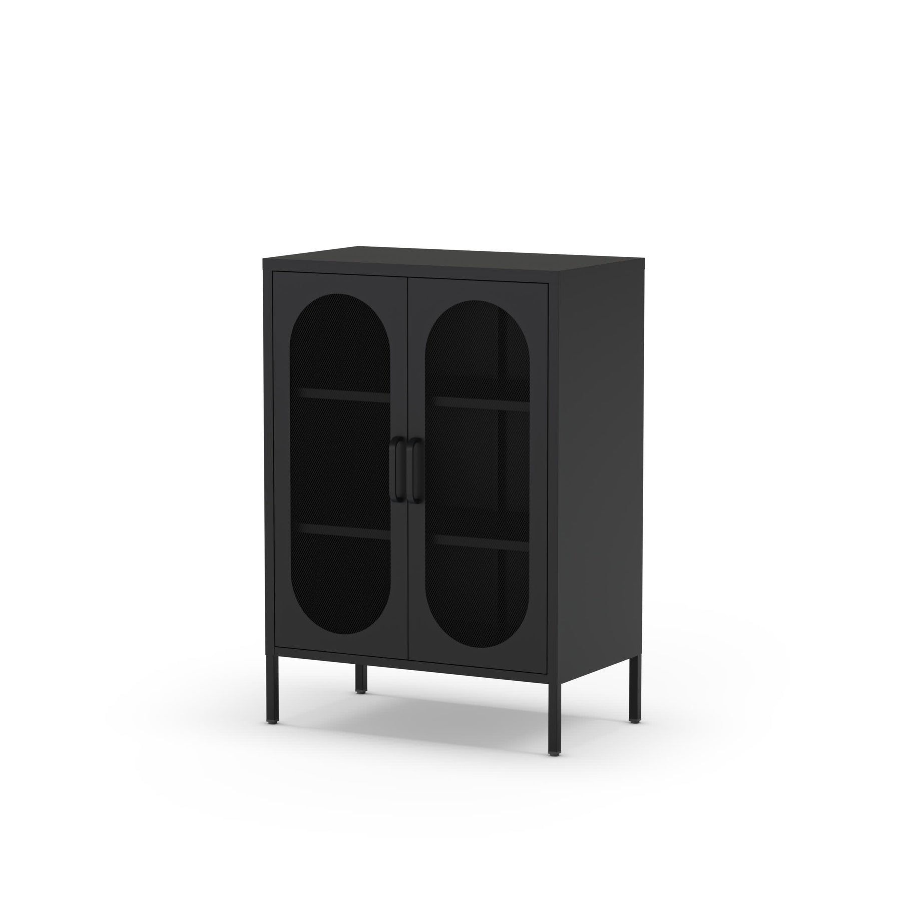 Credenza con 2 ante in rete e ripiani regolabili Diora 70x100 cm