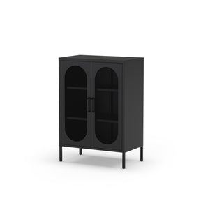 Credenza con 2 ante in rete e ripiani regolabili Diora 70x100 cm