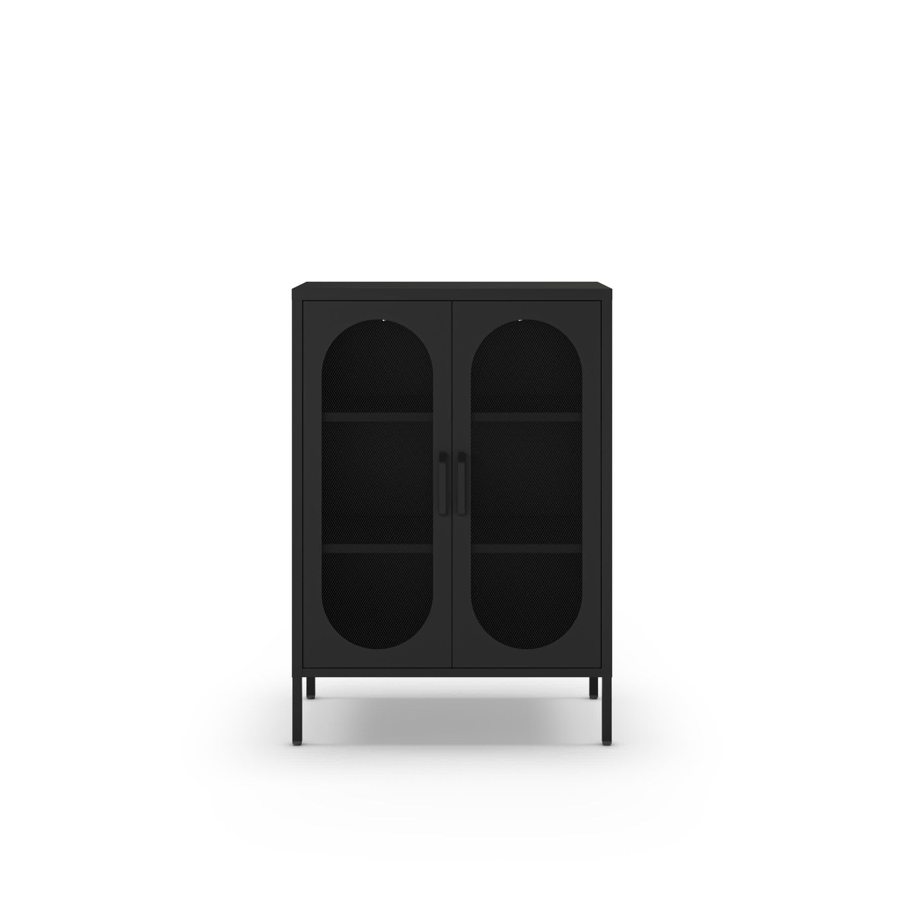 Credenza con 2 ante in rete e ripiani regolabili Diora 70x100 cm
