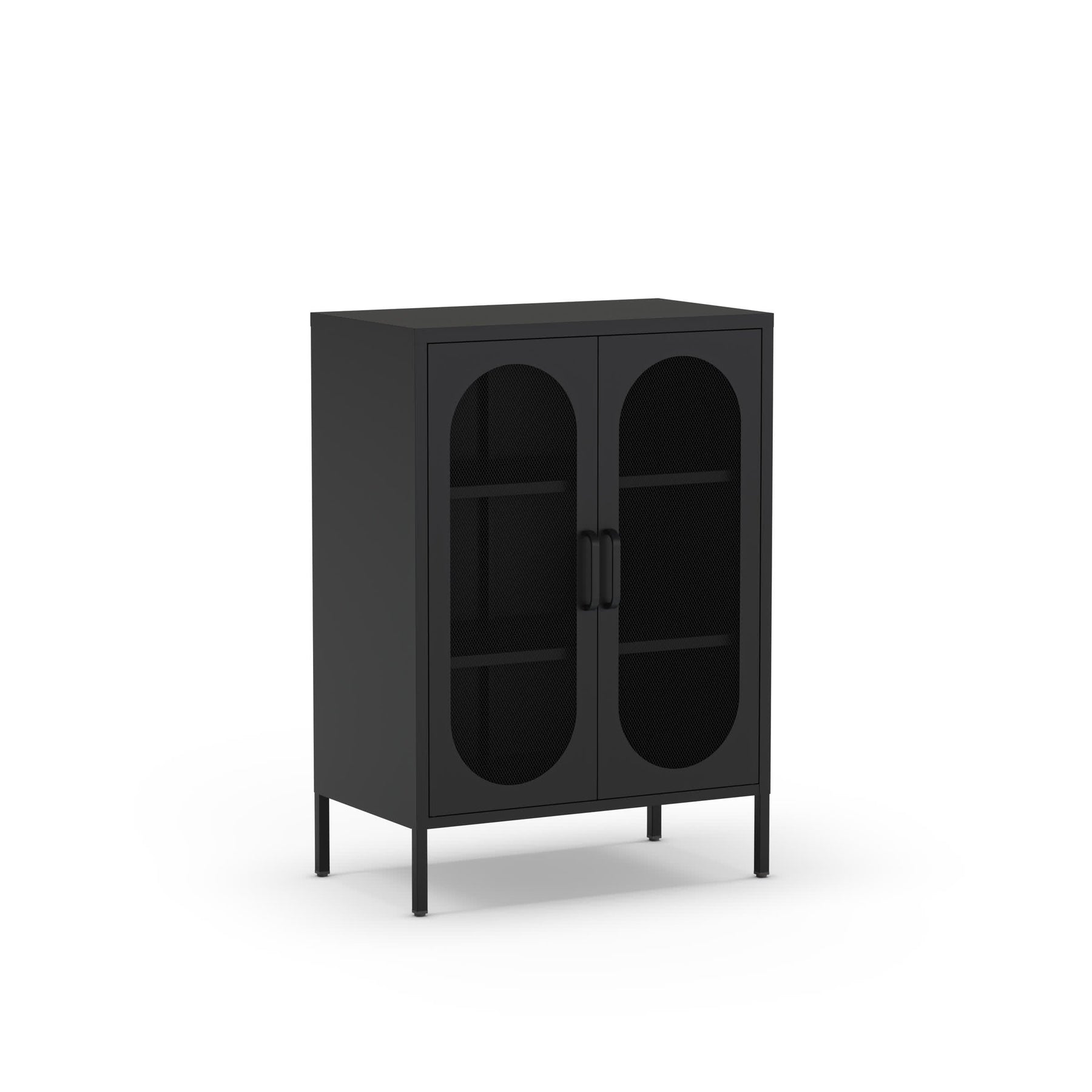 Credenza con 2 ante in rete e ripiani regolabili Diora 70x100 cm