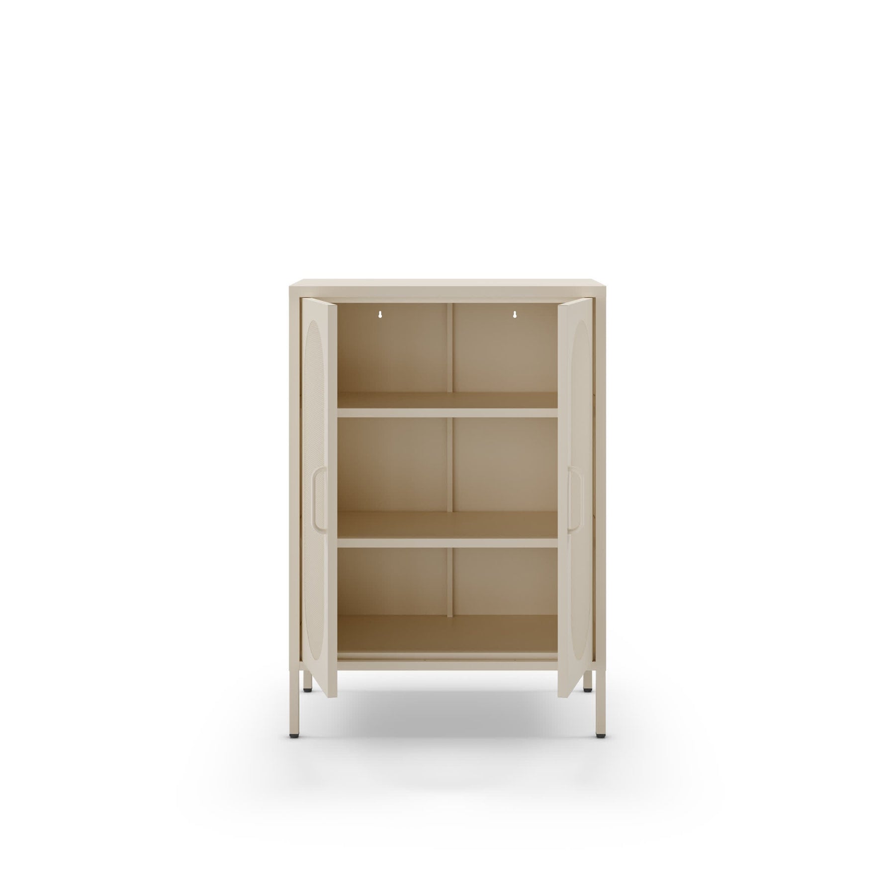 Credenza con 2 ante in rete e ripiani regolabili Diora 70x100 cm