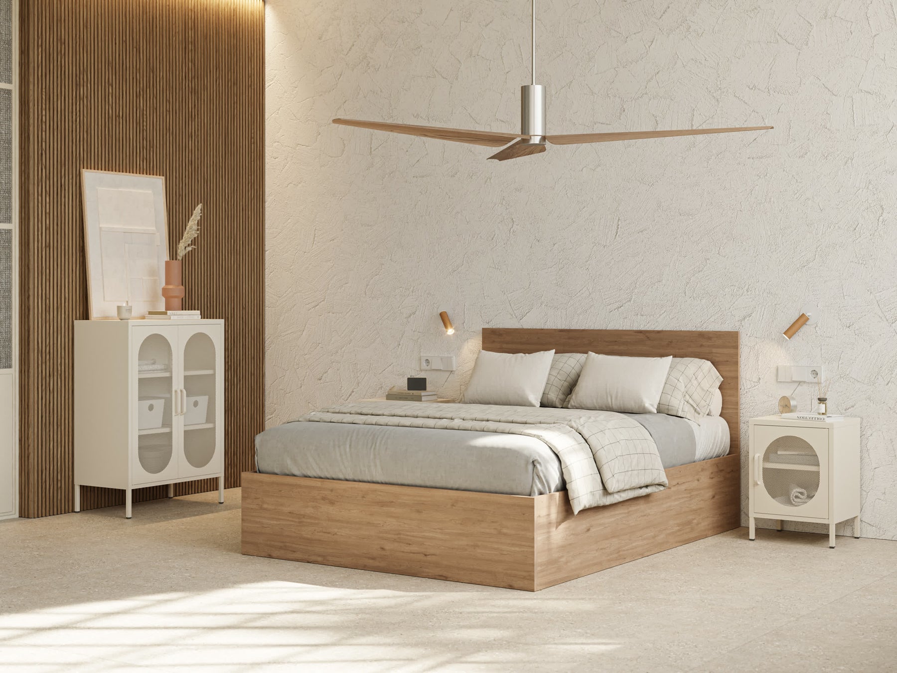 Credenza con 2 ante in rete e ripiani regolabili Diora 70x100 cm