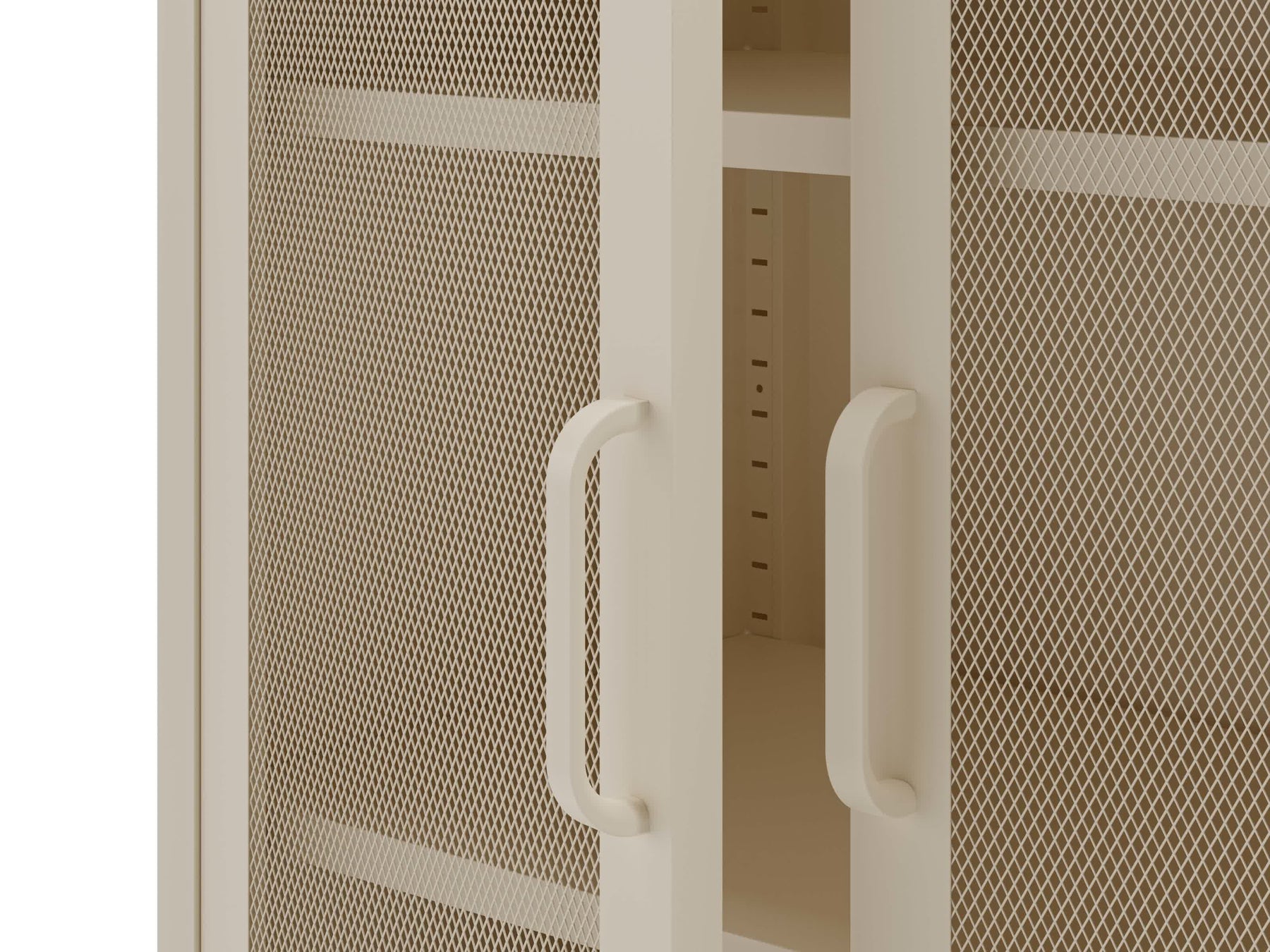 Credenza con 2 ante in rete e ripiani regolabili Diora 70x100 cm