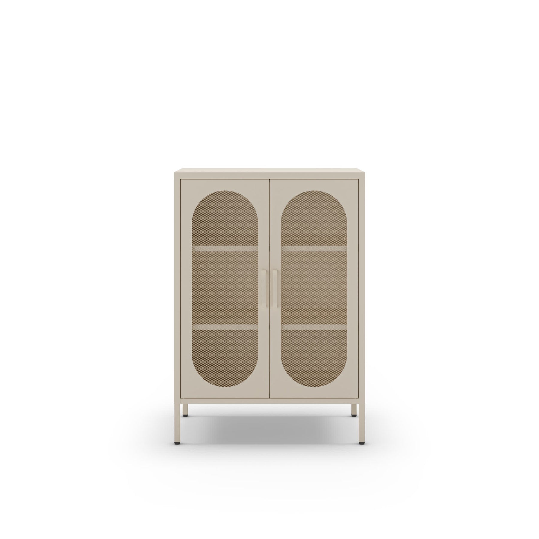 Credenza con 2 ante in rete e ripiani regolabili Diora 70x100 cm