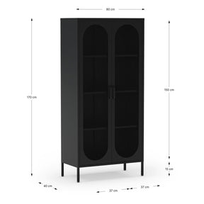 Credenza in metallo con 2 ante in rete e ripiani regolabili Diora 40x170 cm