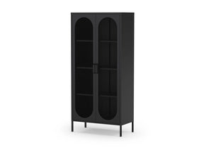 Credenza in metallo con 2 ante in rete e ripiani regolabili Diora 40x170 cm
