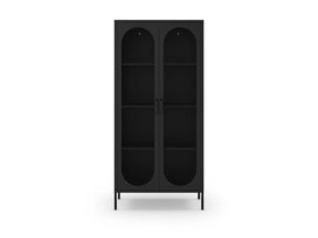 Credenza in metallo con 2 ante in rete e ripiani regolabili Diora 40x170 cm