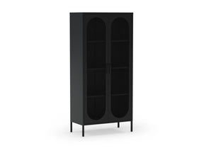 Credenza in metallo con 2 ante in rete e ripiani regolabili Diora 40x170 cm