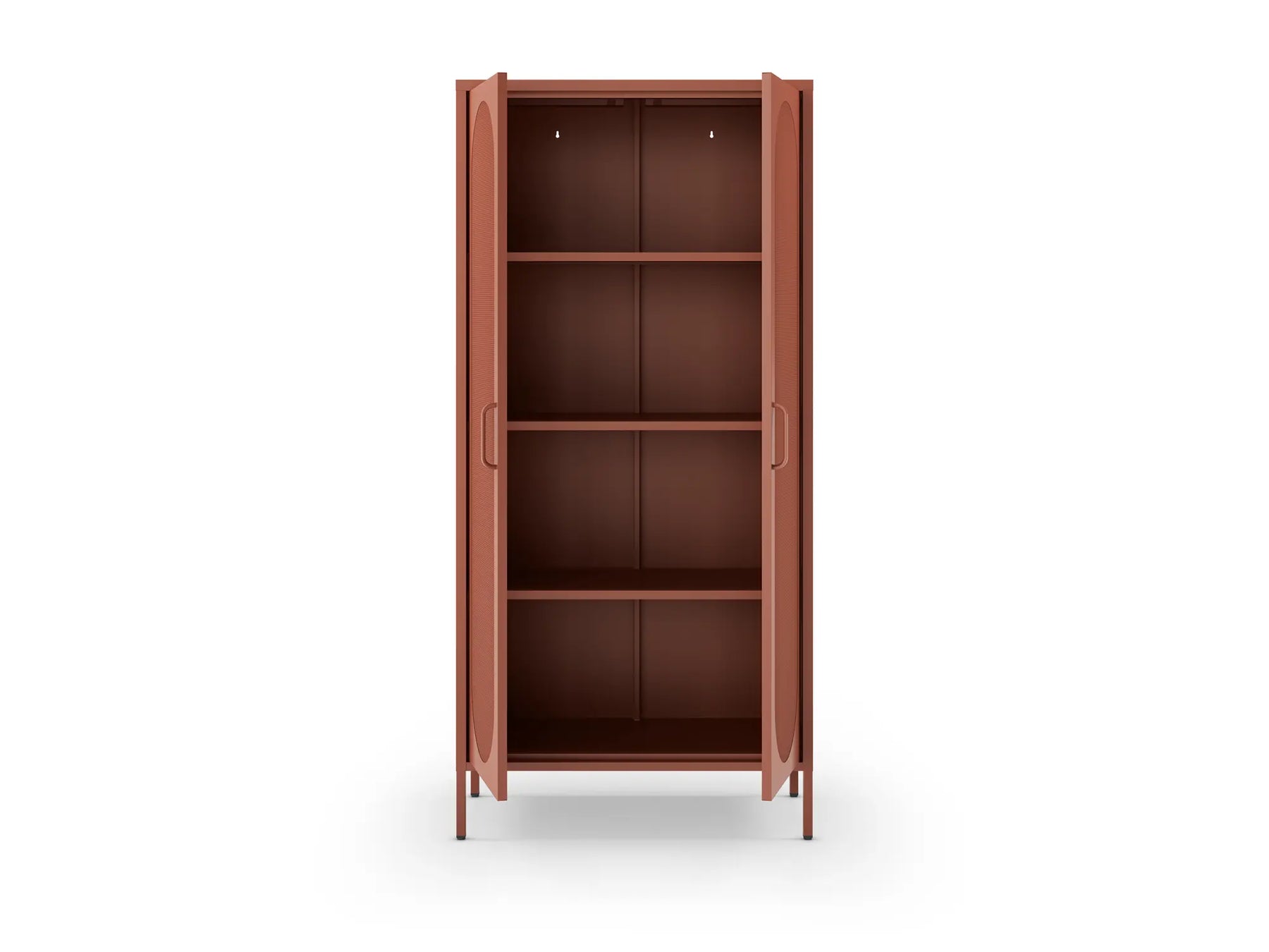 Credenza in metallo con 2 ante in rete e ripiani regolabili Diora 40x170 cm