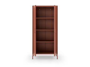 Credenza in metallo con 2 ante in rete e ripiani regolabili Diora 40x170 cm