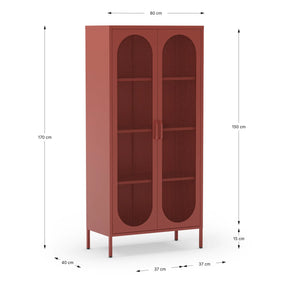 Credenza in metallo con 2 ante in rete e ripiani regolabili Diora 40x170 cm