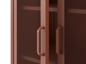 Credenza in metallo con 2 ante in rete e ripiani regolabili Diora 40x170 cm