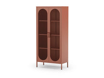 Credenza in metallo con 2 ante in rete e ripiani regolabili Diora 40x170 cm