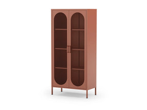 Credenza in metallo con 2 ante in rete e ripiani regolabili Diora 40x170 cm