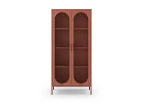 Credenza in metallo con 2 ante in rete e ripiani regolabili Diora 40x170 cm