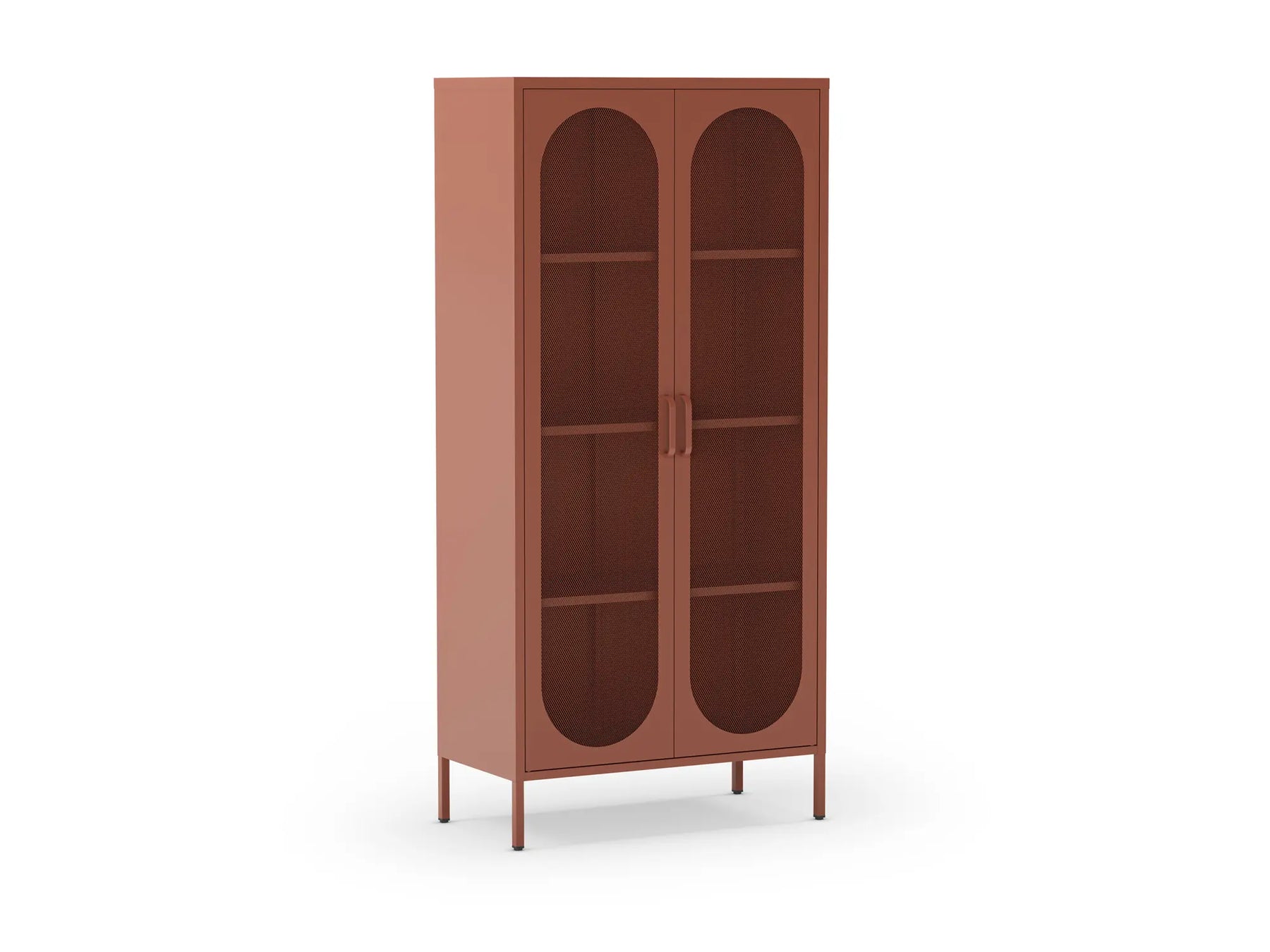 Credenza in metallo con 2 ante in rete e ripiani regolabili Diora 40x170 cm
