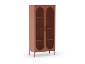 Credenza in metallo con 2 ante in rete e ripiani regolabili Diora 40x170 cm
