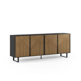 Credenza 4 ante nero e rovere Clea 201x80 cm