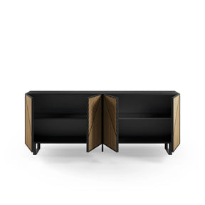 Credenza 4 ante nero e rovere Clea 201x80 cm