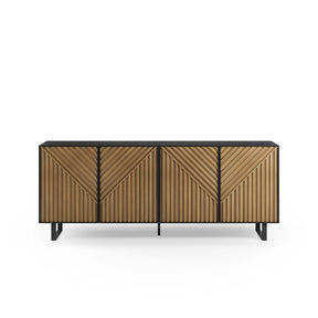 Credenza 4 ante nero e rovere Clea 201x80 cm