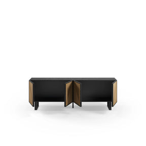 Mobile TV 4 ante nero e rovere Clea 161x55 cm
