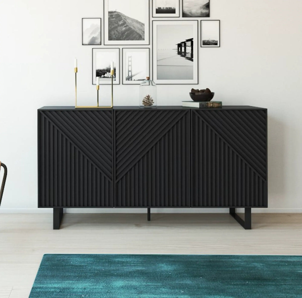 Madia 3 ante nero Petra 150x80 cm