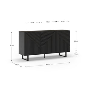 Madia 3 ante nero Petra 150x80 cm
