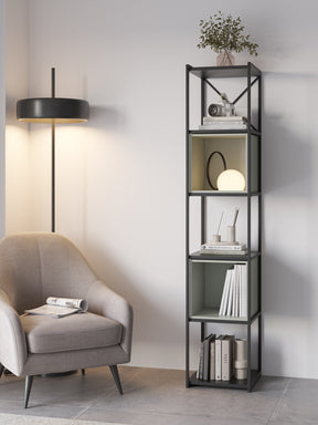 Libreria in metallo nero Anika 36x179 cm
