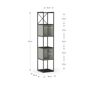 Libreria in metallo nero Anika 36x179 cm