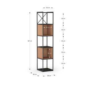 Libreria in metallo nero Anika 36x179 cm