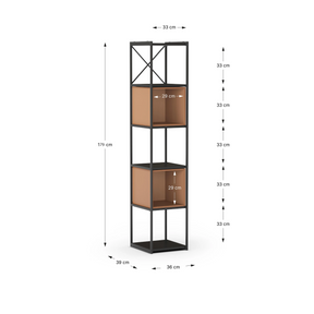 Libreria in metallo nero Anika 36 x 179 cm