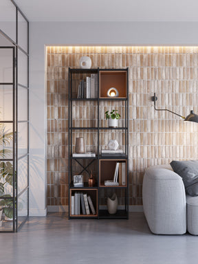 Libreria in metallo nero Anika 70x179 cm