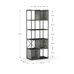 Libreria in metallo nero Anika 70x179 cm