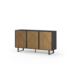 Madia 3 ante nero e rovere Clea 150x80 cm