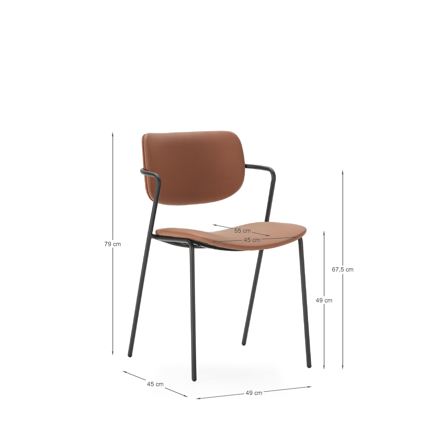 Set di 2 sedie con gamba in metallo Malyka 49x79 cm
