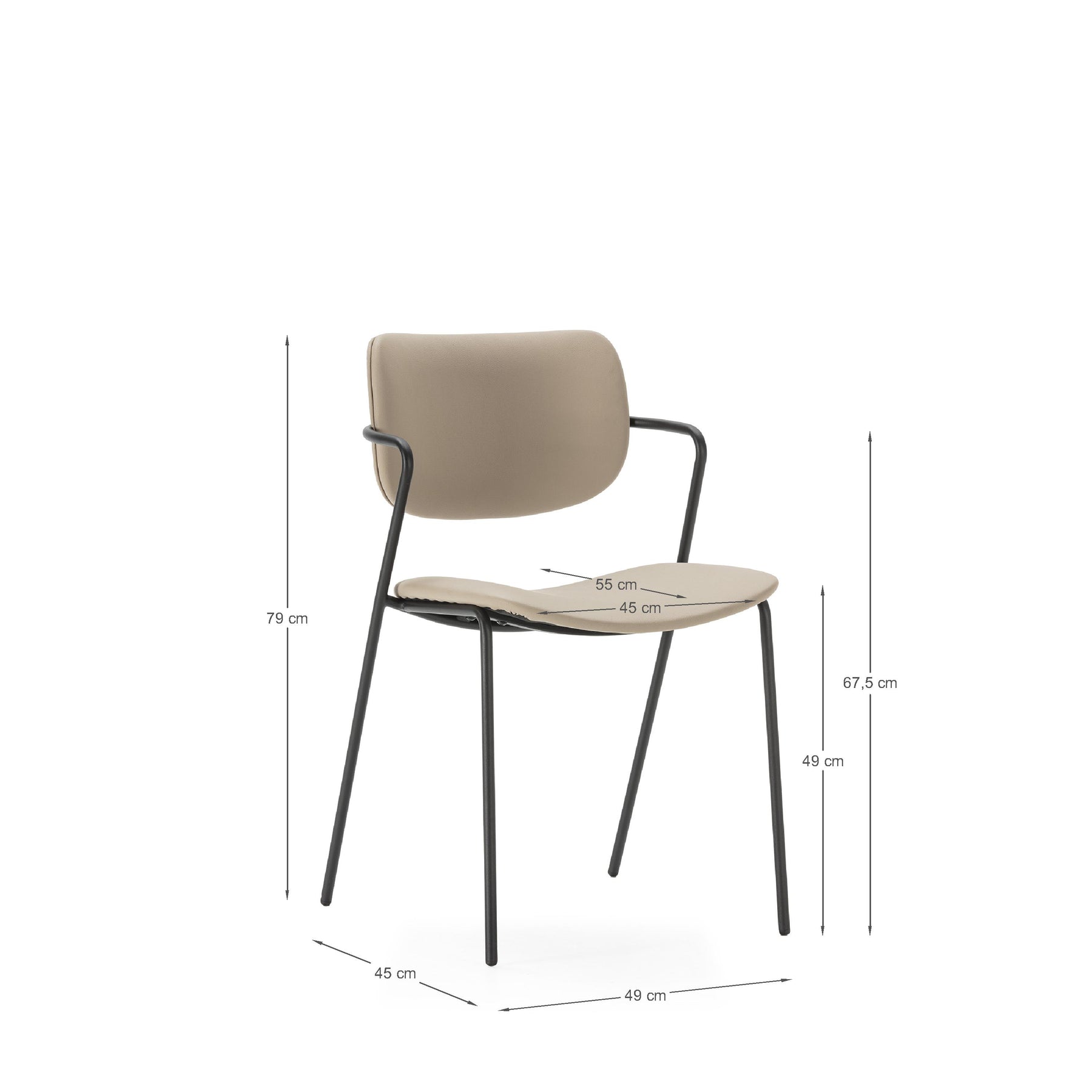 Set di 2 sedie con gamba in metallo Malyka 49x79 cm