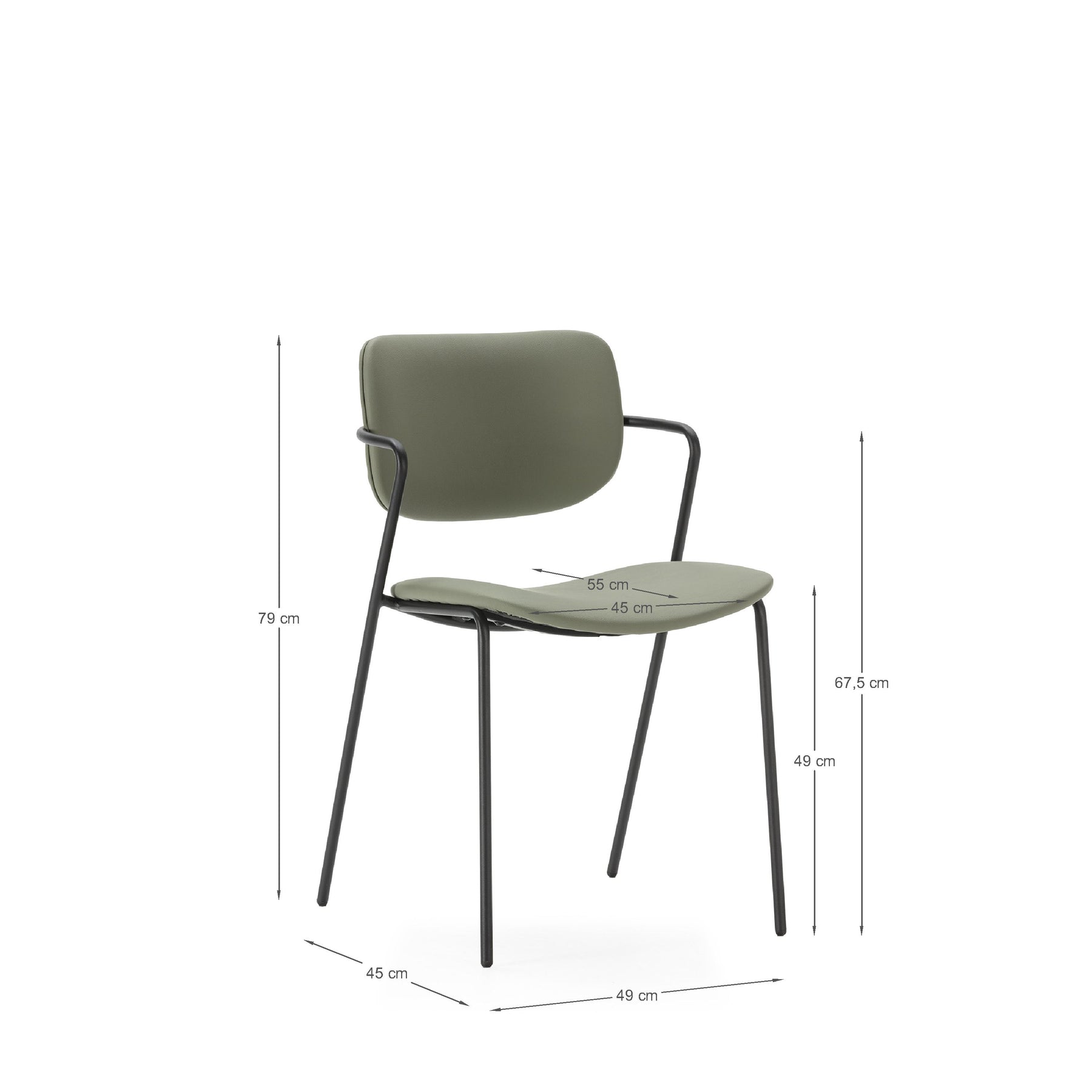 Set di 2 sedie con gamba in metallo Malyka 49x79 cm