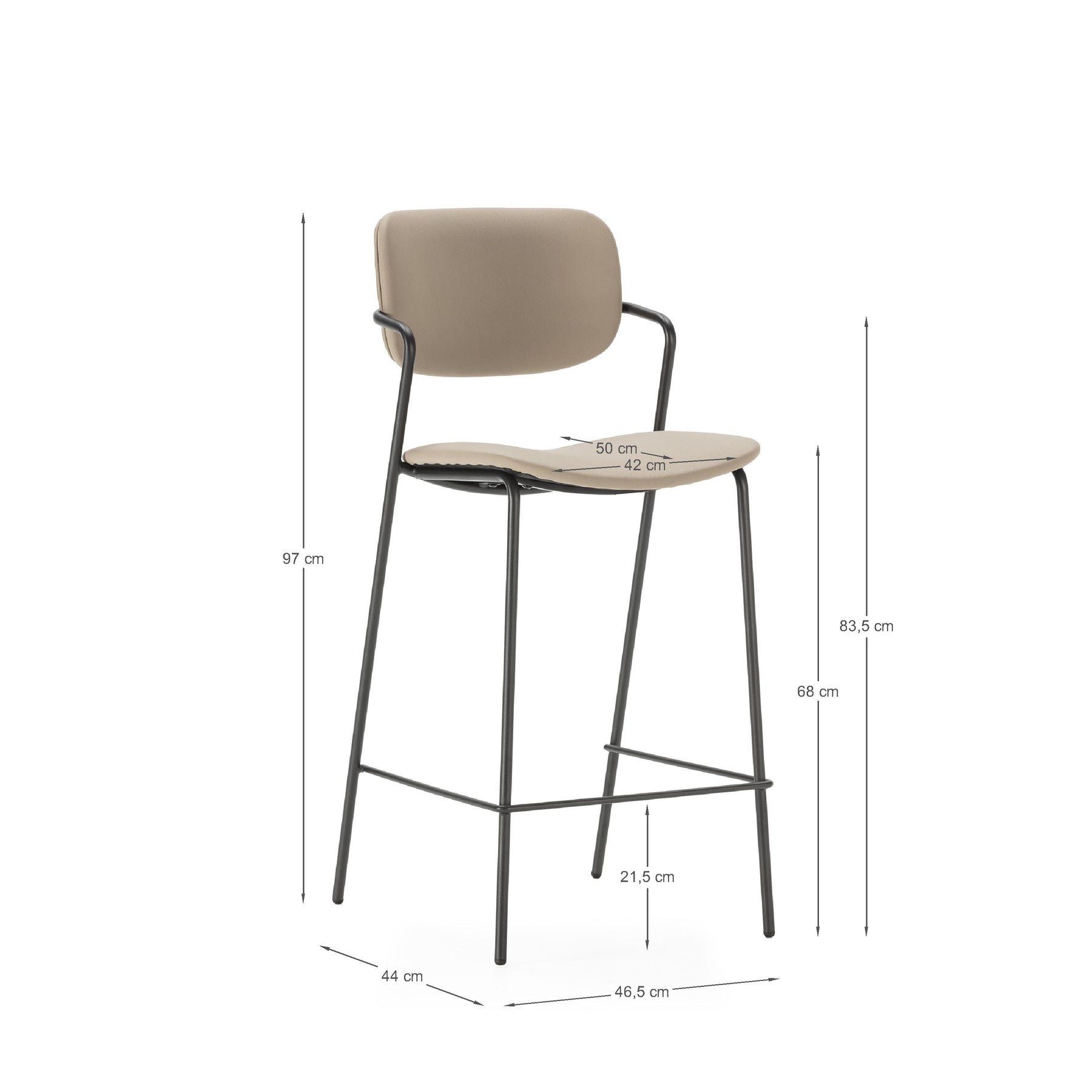 Set di 2 sgabelli con gamba in metallo Nils 44x97 cm