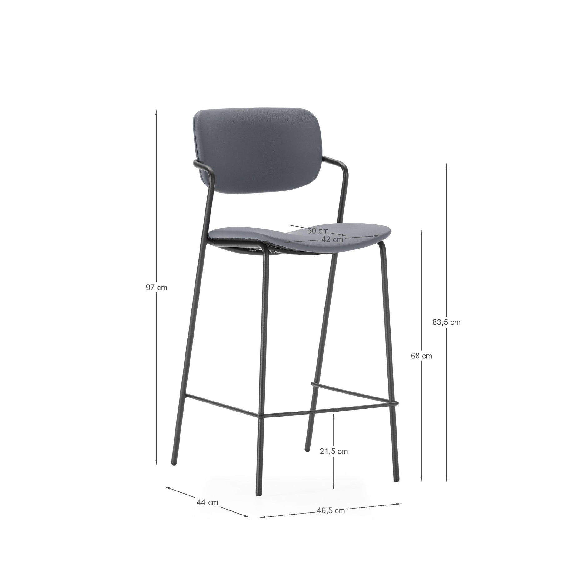 Set di 2 sgabelli con gamba in metallo Nils 44x97 cm