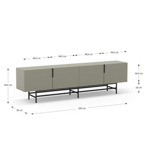 Mobile TV 4 ante con gamba in metallo Elide 200x63 cm