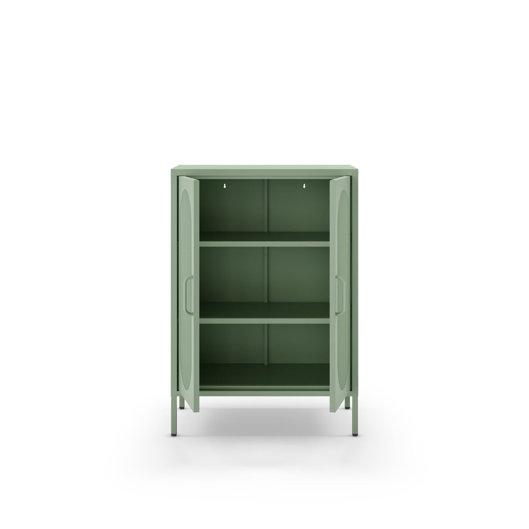 Credenza con 2 ante in rete e ripiani regolabili Diora 70x100 cm