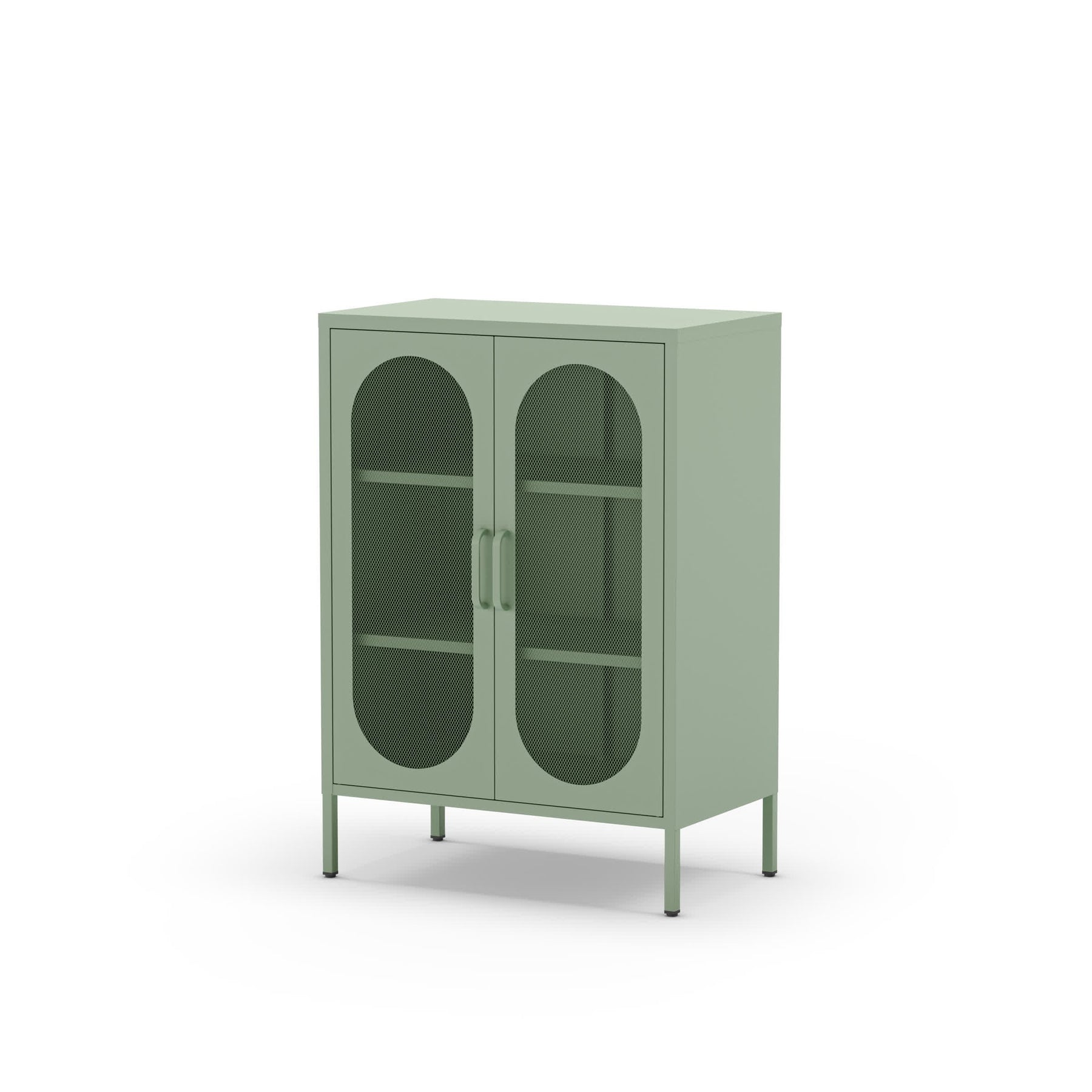 Credenza con 2 ante in rete e ripiani regolabili Diora 70x100 cm