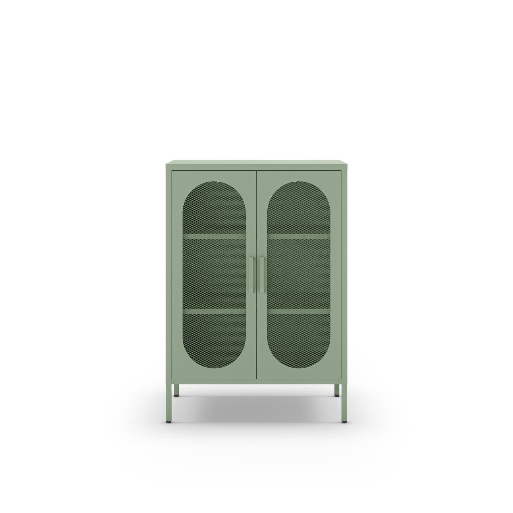 Credenza con 2 ante in rete e ripiani regolabili Diora 70x100 cm