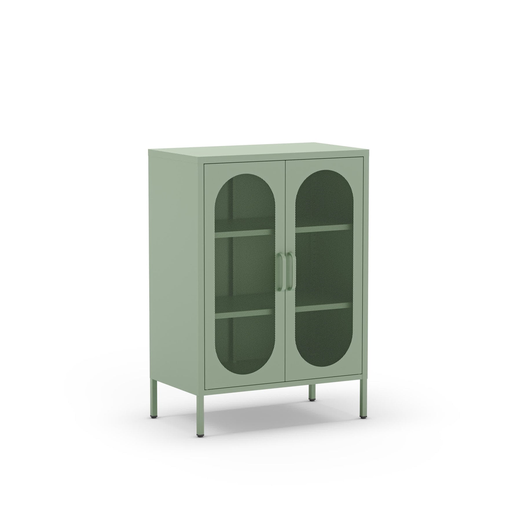 Credenza con 2 ante in rete e ripiani regolabili Diora 70x100 cm