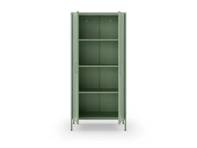 Credenza in metallo con 2 ante in rete e ripiani regolabili Diora 40x170 cm