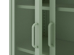 Credenza in metallo con 2 ante in rete e ripiani regolabili Diora 40x170 cm