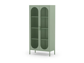 Credenza in metallo con 2 ante in rete e ripiani regolabili Diora 40x170 cm