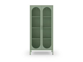 Credenza in metallo con 2 ante in rete e ripiani regolabili Diora 40x170 cm