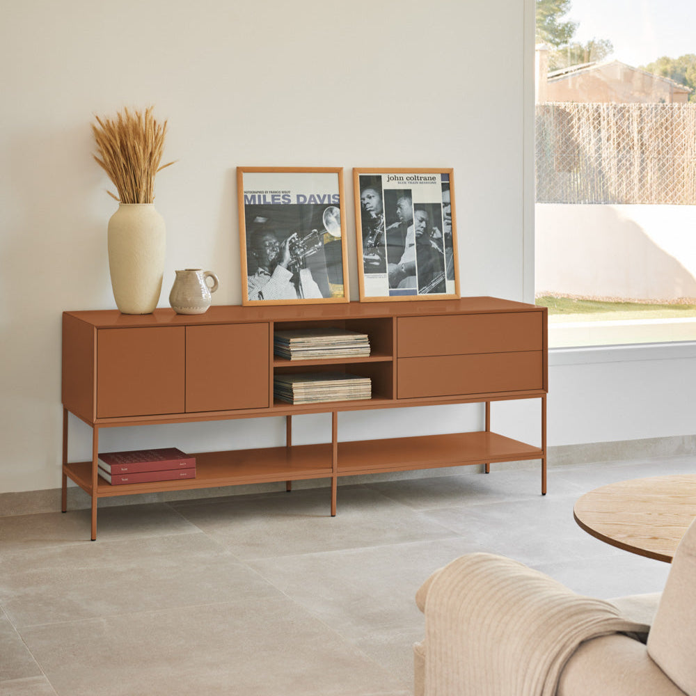 Mobile TV 2 ante 2 cassetti con gambe in metallo Platt 178x74 cm