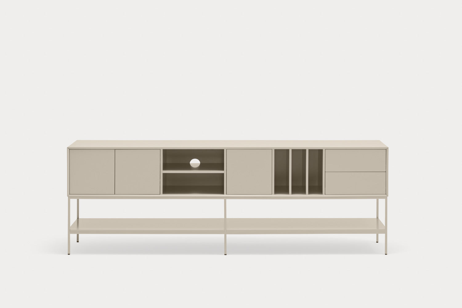 Mobile TV 3 ante 2 cassetti con gambe in metallo Platt 220x74 cm